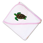 Baby Hooded Towel Sea Turtle A Embroidery Kids Bath Robe Cotton - Cute Rascals