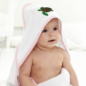 Baby Hooded Towel Sea Turtle A Embroidery Kids Bath Robe Cotton