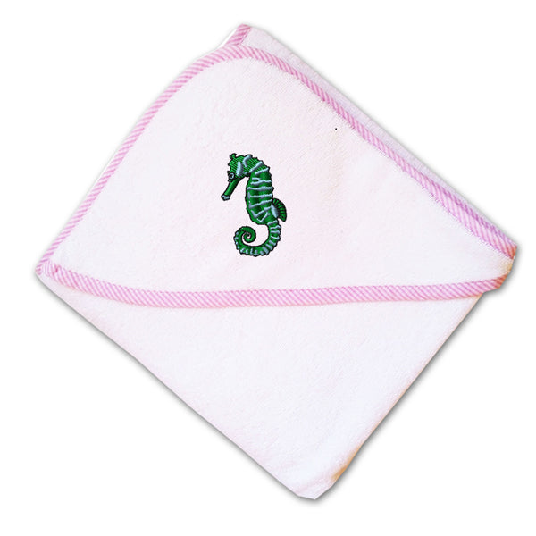 Baby Hooded Towel Sea Horse D Embroidery Kids Bath Robe Cotton - Cute Rascals