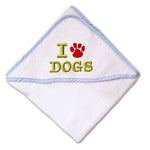 Baby Hooded Towel I Love Dogs Embroidery Kids Bath Robe Cotton - Cute Rascals