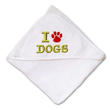 Baby Hooded Towel I Love Dogs Embroidery Kids Bath Robe Cotton