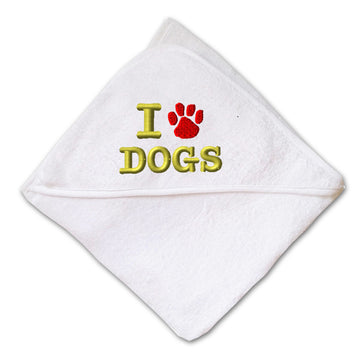 Baby Hooded Towel I Love Dogs Embroidery Kids Bath Robe Cotton
