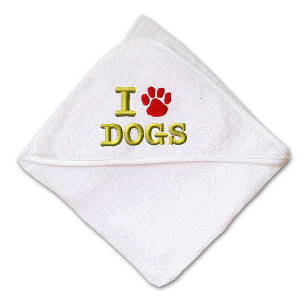 Baby Hooded Towel I Love Dogs Embroidery Kids Bath Robe Cotton - Cute Rascals