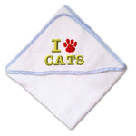 Baby Hooded Towel I Love Cats Embroidery Kids Bath Robe Cotton - Cute Rascals