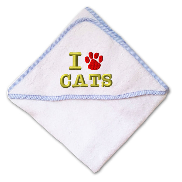 Baby Hooded Towel I Love Cats Embroidery Kids Bath Robe Cotton - Cute Rascals