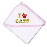Baby Hooded Towel I Love Cats Embroidery Kids Bath Robe Cotton - Cute Rascals