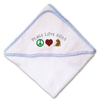 Baby Hooded Towel Peace Love Dogs Embroidery Kids Bath Robe Cotton - Cute Rascals