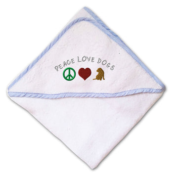 Baby Hooded Towel Peace Love Dogs Embroidery Kids Bath Robe Cotton