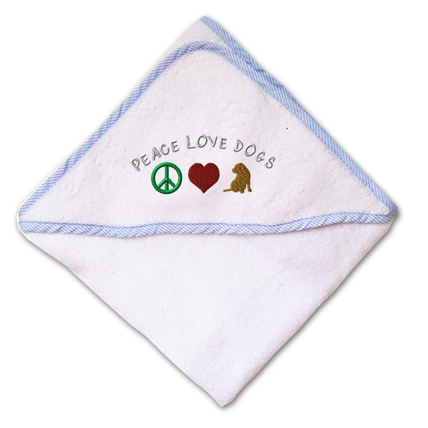 Baby Hooded Towel Peace Love Dogs Embroidery Kids Bath Robe Cotton - Cute Rascals