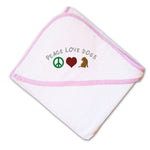 Baby Hooded Towel Peace Love Dogs Embroidery Kids Bath Robe Cotton - Cute Rascals