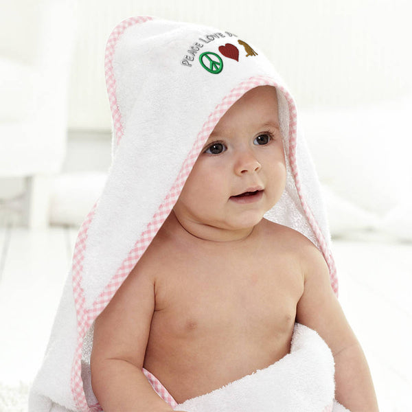 Baby Hooded Towel Peace Love Dogs Embroidery Kids Bath Robe Cotton - Cute Rascals