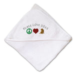 Baby Hooded Towel Peace Love Dogs Embroidery Kids Bath Robe Cotton - Cute Rascals