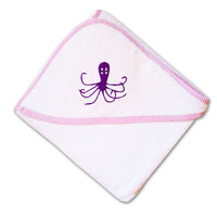 Baby Hooded Towel Octopus Purple Embroidery Kids Bath Robe Cotton - Cute Rascals