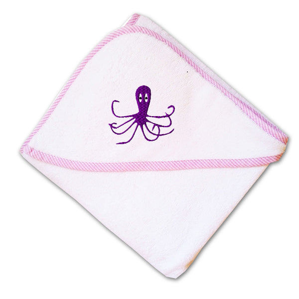 Baby Hooded Towel Octopus Purple Embroidery Kids Bath Robe Cotton - Cute Rascals