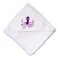 Baby Hooded Towel Octopus Purple Embroidery Kids Bath Robe Cotton - Cute Rascals