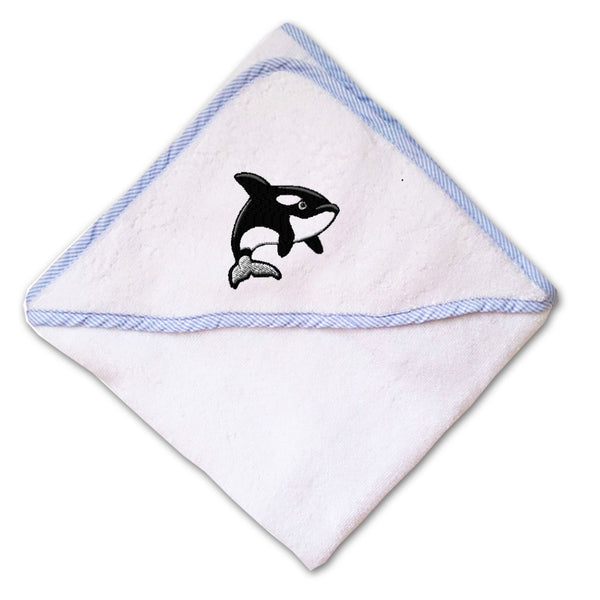 Baby Hooded Towel Orca Whale Sea Animal Embroidery Kids Bath Robe Cotton - Cute Rascals