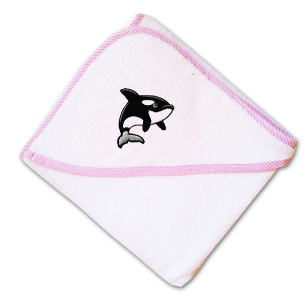 Baby Hooded Towel Orca Whale Sea Animal Embroidery Kids Bath Robe Cotton - Cute Rascals
