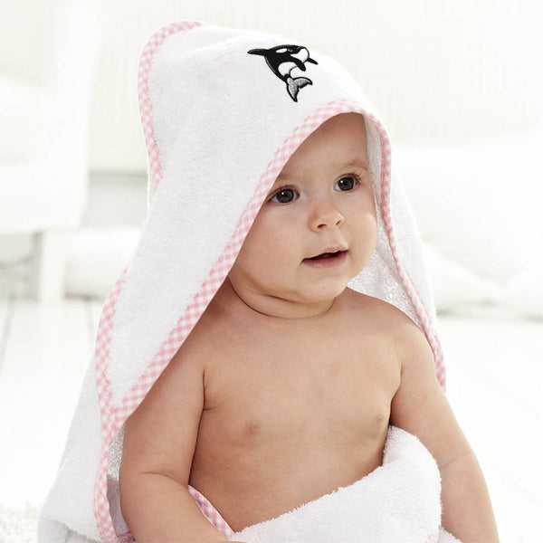 Baby Hooded Towel Orca Whale Sea Animal Embroidery Kids Bath Robe Cotton - Cute Rascals