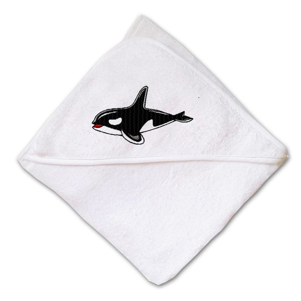 Baby Hooded Towel Orca Killer Whale Embroidery Kids Bath Robe Cotton - Cute Rascals