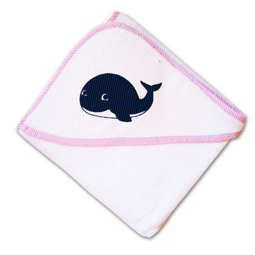 Baby Hooded Towel Whale Sea Animal Embroidery Kids Bath Robe Cotton