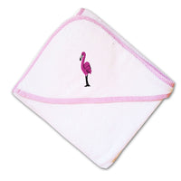 Baby Hooded Towel Tall Flamingo Pink Full Body Embroidery Kids Bath Robe Cotton - Cute Rascals