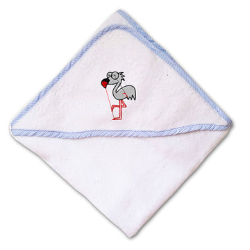 Baby Hooded Towel Cartoon White Flamingo Embroidery Kids Bath Robe Cotton
