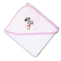 Baby Hooded Towel Cartoon White Flamingo Embroidery Kids Bath Robe Cotton