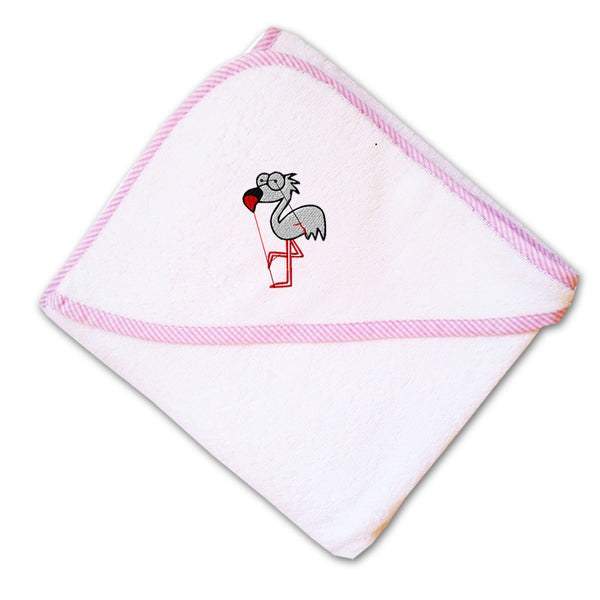 Baby Hooded Towel Cartoon White Flamingo Embroidery Kids Bath Robe Cotton - Cute Rascals