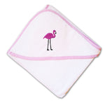 Baby Hooded Towel Flamingo Pink and Lavender Embroidery Kids Bath Robe Cotton - Cute Rascals