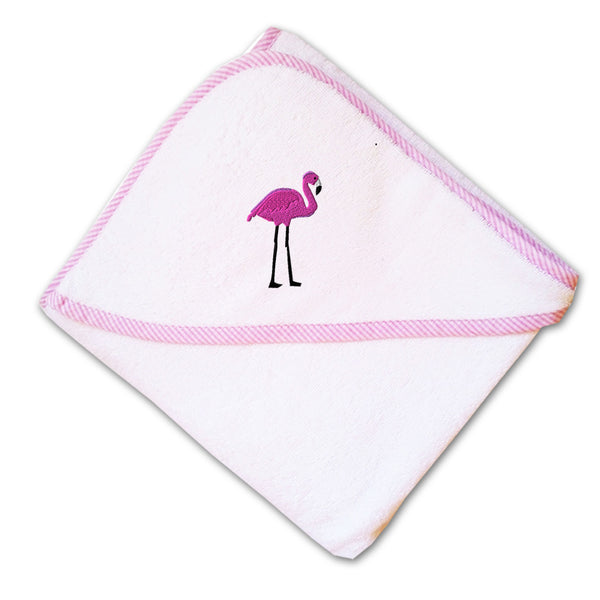 Baby Hooded Towel Flamingo Pink and Lavender Embroidery Kids Bath Robe Cotton - Cute Rascals