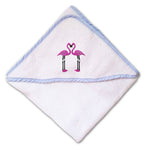 Baby Hooded Towel Flamingo Couple Heart Peak Embroidery Kids Bath Robe Cotton - Cute Rascals