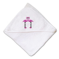 Baby Hooded Towel Flamingo Couple Heart Peak Embroidery Kids Bath Robe Cotton - Cute Rascals