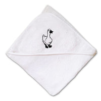 Baby Hooded Towel Duck Black Outline Embroidery Kids Bath Robe Cotton - Cute Rascals