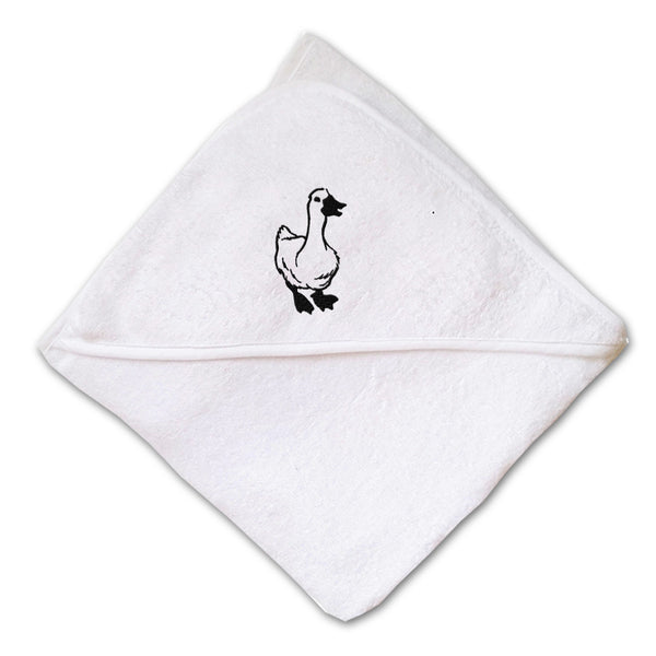 Baby Hooded Towel Duck Black Outline Embroidery Kids Bath Robe Cotton - Cute Rascals