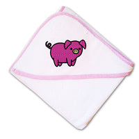Baby Hooded Towel Pink Piggy Embroidery Kids Bath Robe Cotton - Cute Rascals