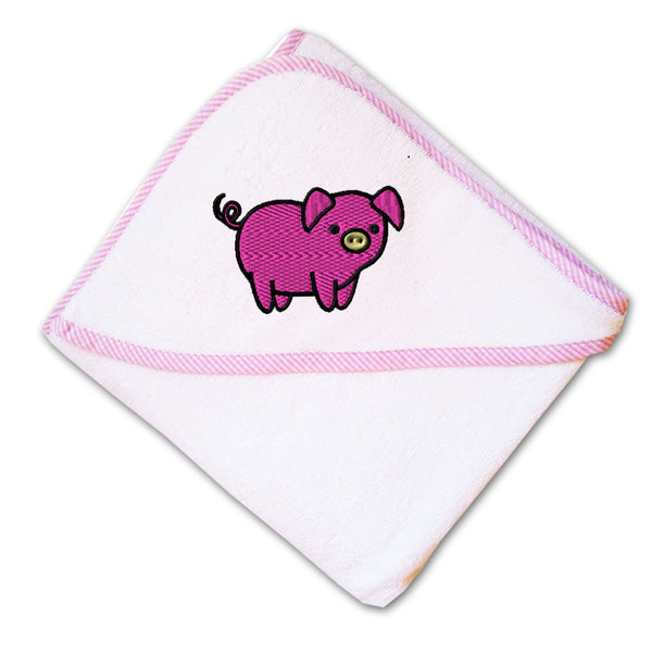 Baby Hooded Towel Pink Piggy Embroidery Kids Bath Robe Cotton - Cute Rascals