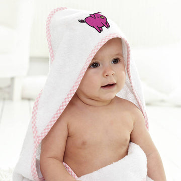 Baby Hooded Towel Pink Piggy Embroidery Kids Bath Robe Cotton