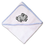 Baby Hooded Towel Sitting Rabbit Black Outline Embroidery Kids Bath Robe Cotton - Cute Rascals