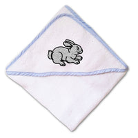 Baby Hooded Towel Sitting Rabbit Black Outline Embroidery Kids Bath Robe Cotton - Cute Rascals