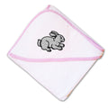 Baby Hooded Towel Sitting Rabbit Black Outline Embroidery Kids Bath Robe Cotton