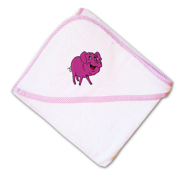 Baby Hooded Towel Smiley Pig Embroidery Kids Bath Robe Cotton