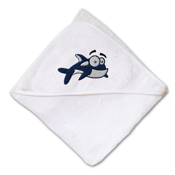 Baby Hooded Towel Cartoon Killer Whale Orca Embroidery Kids Bath Robe Cotton - Cute Rascals