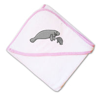 Baby Hooded Towel Sea Lion and Baby Embroidery Kids Bath Robe Cotton - Cute Rascals