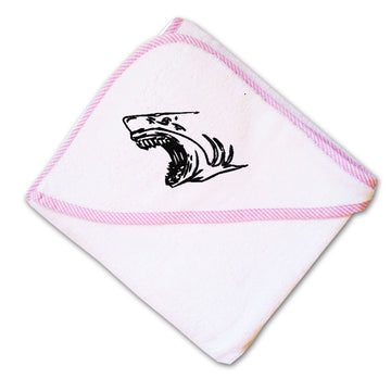 Baby Hooded Towel Angry Shark Face Outline Embroidery Kids Bath Robe Cotton