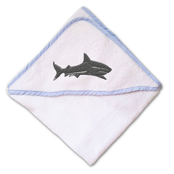 Baby Hooded Towel Shark Side View Embroidery Kids Bath Robe Cotton