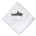 Baby Hooded Towel Shark Side View Embroidery Kids Bath Robe Cotton - Cute Rascals