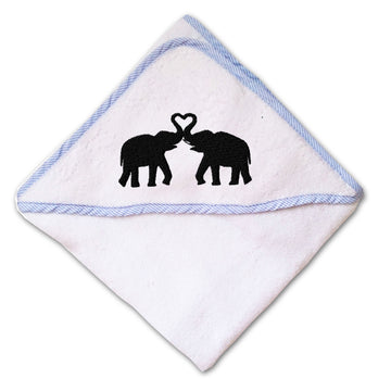 Baby Hooded Towel Elephant Couple Embroidery Kids Bath Robe Cotton