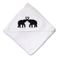 Baby Hooded Towel Elephant Couple Embroidery Kids Bath Robe Cotton - Cute Rascals