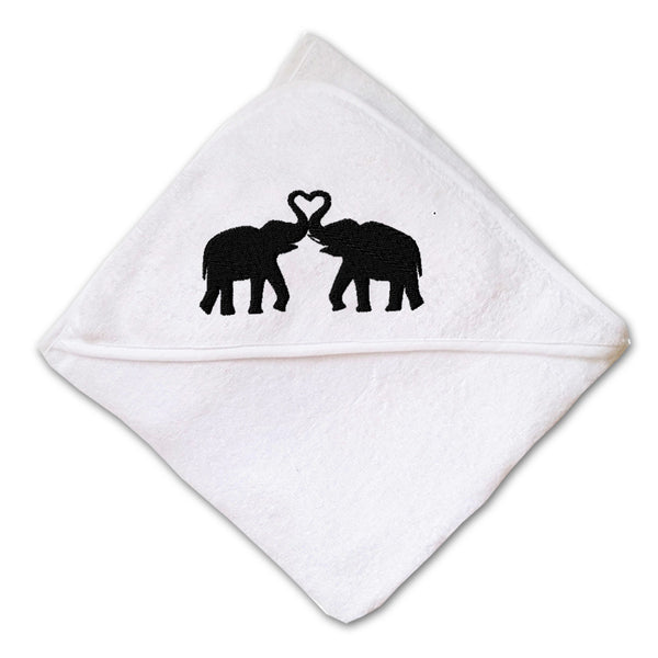 Baby Hooded Towel Elephant Couple Embroidery Kids Bath Robe Cotton - Cute Rascals