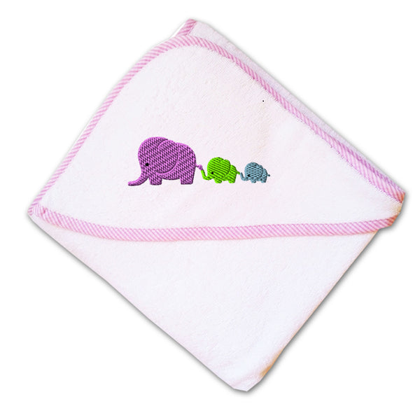 Baby Hooded Towel Elephant Family Mother Babies Embroidery Kids Bath Robe Cotton - Cute Rascals